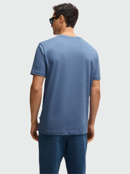 BOSS - Remera de Punto con Logo Celeste