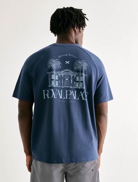 CAMISETA MANGA CORTA CON ESTAMPA AZUL