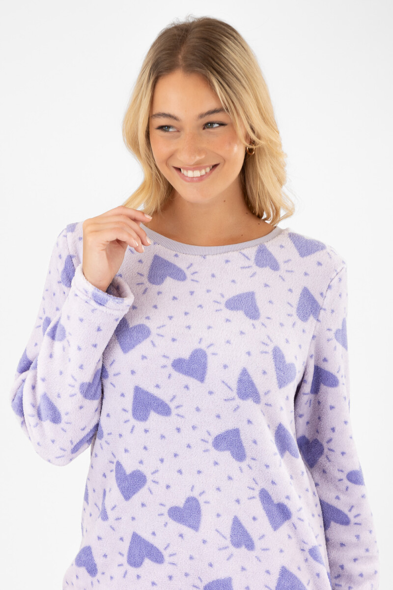 Pijama fluffy heart Lila