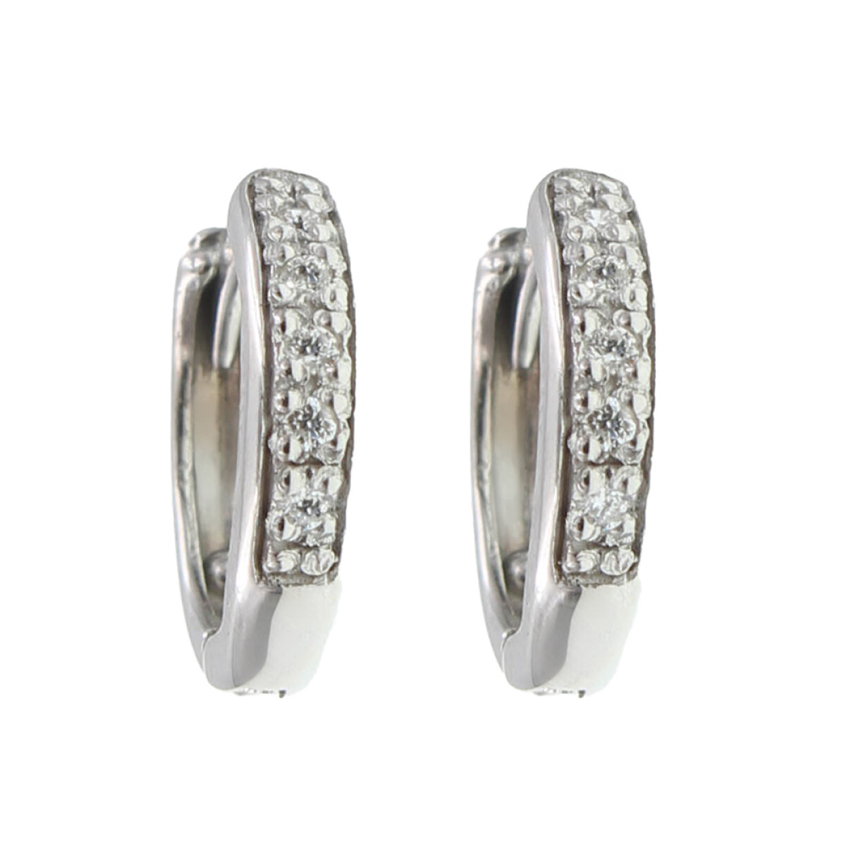 Caravanas aro pavé CH de oro blanco 18k con brillantes 