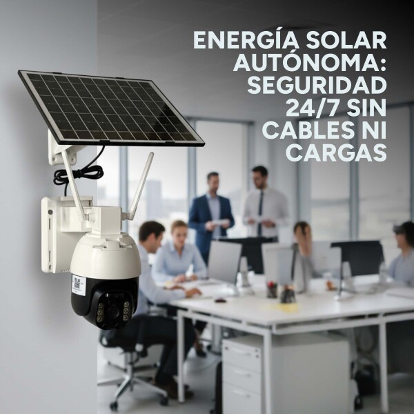Cámara Seguridad Sola WiFi 4K Exterior Visión Nocturna Color Blanco Negro