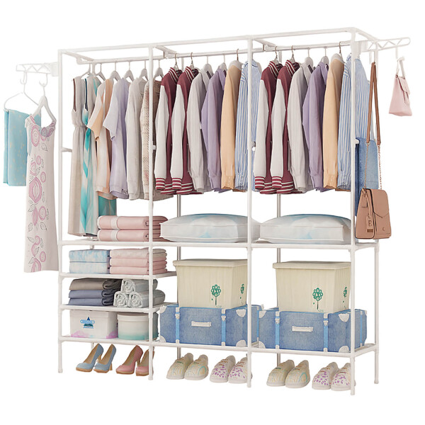 Perchero Organizador Ropero IMBACK IBK-PER009 | 160 cm, Estructura Metálica Reforzada, 8 Estantes y Colgador de Ropa Blanco Perchero Organizador Ropero IMBACK IBK-PER009 | 160 cm, Estructura Metálica Reforzada, 8 Estantes y Colgador de Ropa Blanco