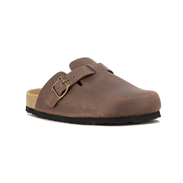 Country Zueco Cuero Hombre Una Tira C/ Hebilla - Marrón Marron