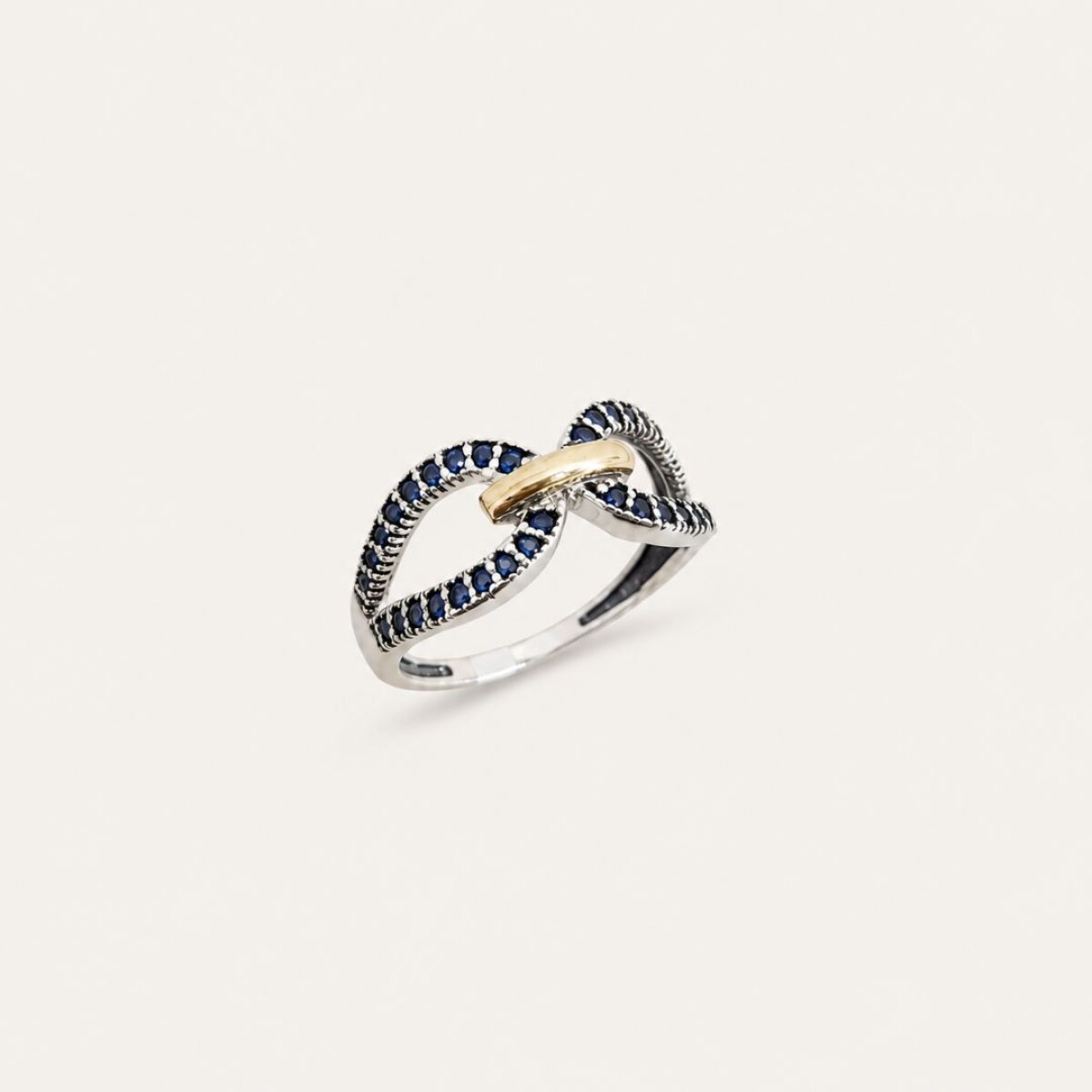 Anillo Amparo Blue- Plata y Oro 