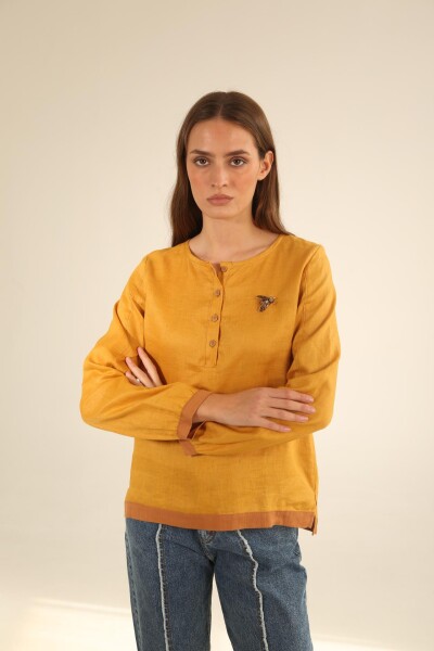 Blusa Lanai Mostaza y camel