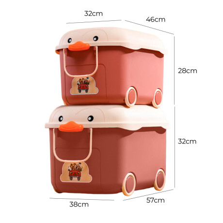 Set X2 Organizadores Con Ruedas Para Juguetes Niños Rosa