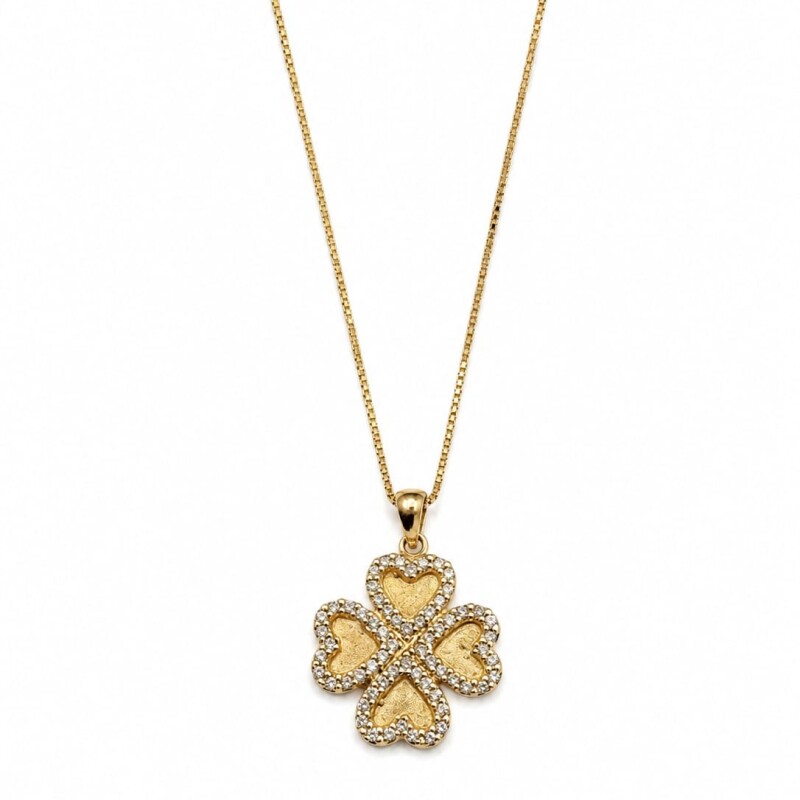 Cadena y colgante trébol con zirconias Cadena y colgante trébol con zirconias