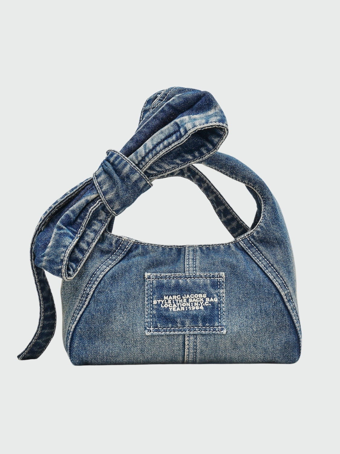 THE BOW DENIM MINI SACK BAG Beige