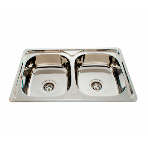 Pileta Para Cocina Doble Brillo Pulida De Acero Inoxidable 78X42X22Cm Dgc 000