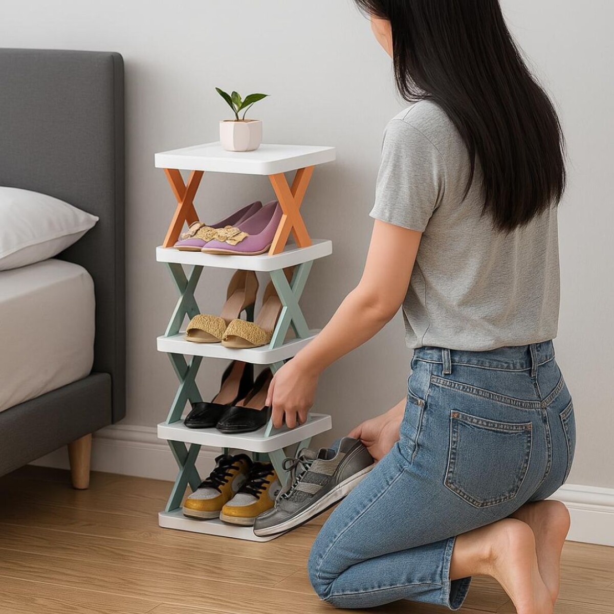 ORGANIZADOR P/ZAPATOS PLASTICO 4 ESTANTES 