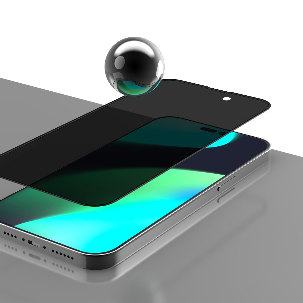 Vidrio templado filtro privacidad borde silicona iphone 14 pro devia Black
