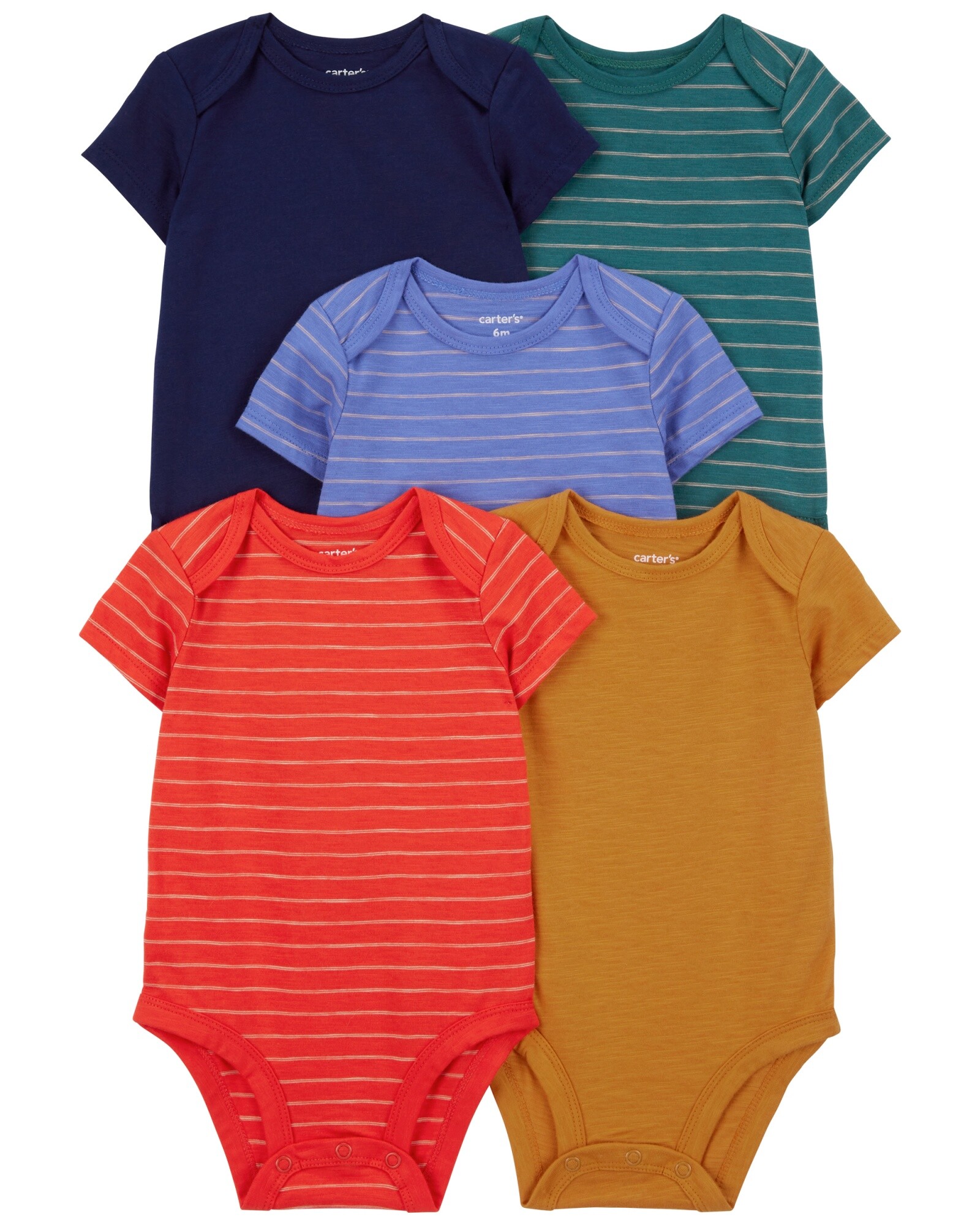 Pack cinco bodies de algodón, manga corta diseño a rayas Sin color