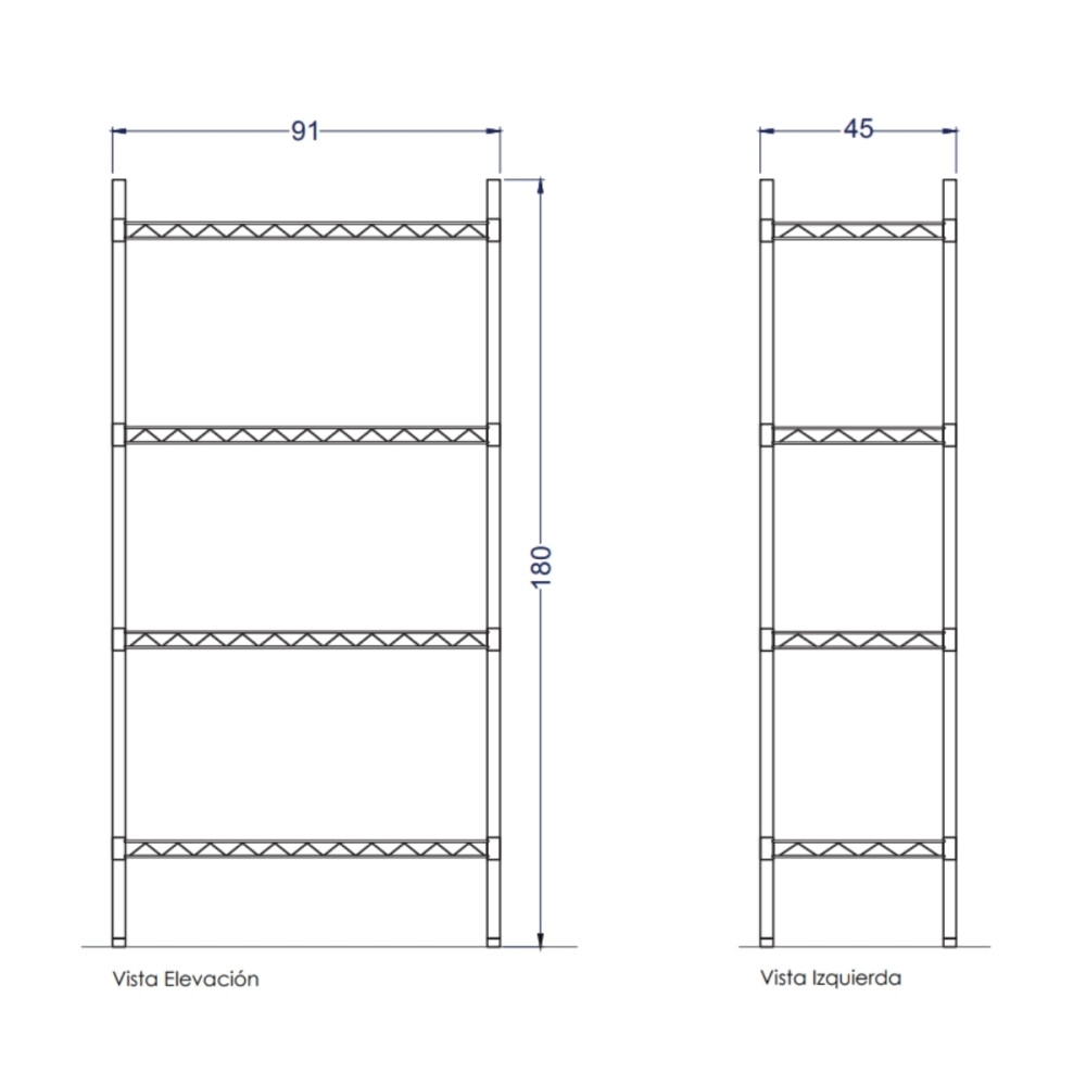 Estanteria de 4 Estantes de Metal 91 x 46 x 180 cm Estanteria de 4 Estantes de Metal 91 x 46 x 180 cm