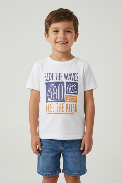 Remera m/c estampada Ride the Waves BLANCO