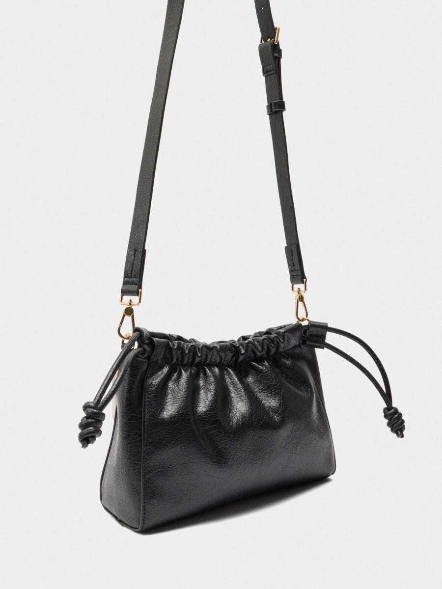 Bolso Bandolera Con Fruncido negro