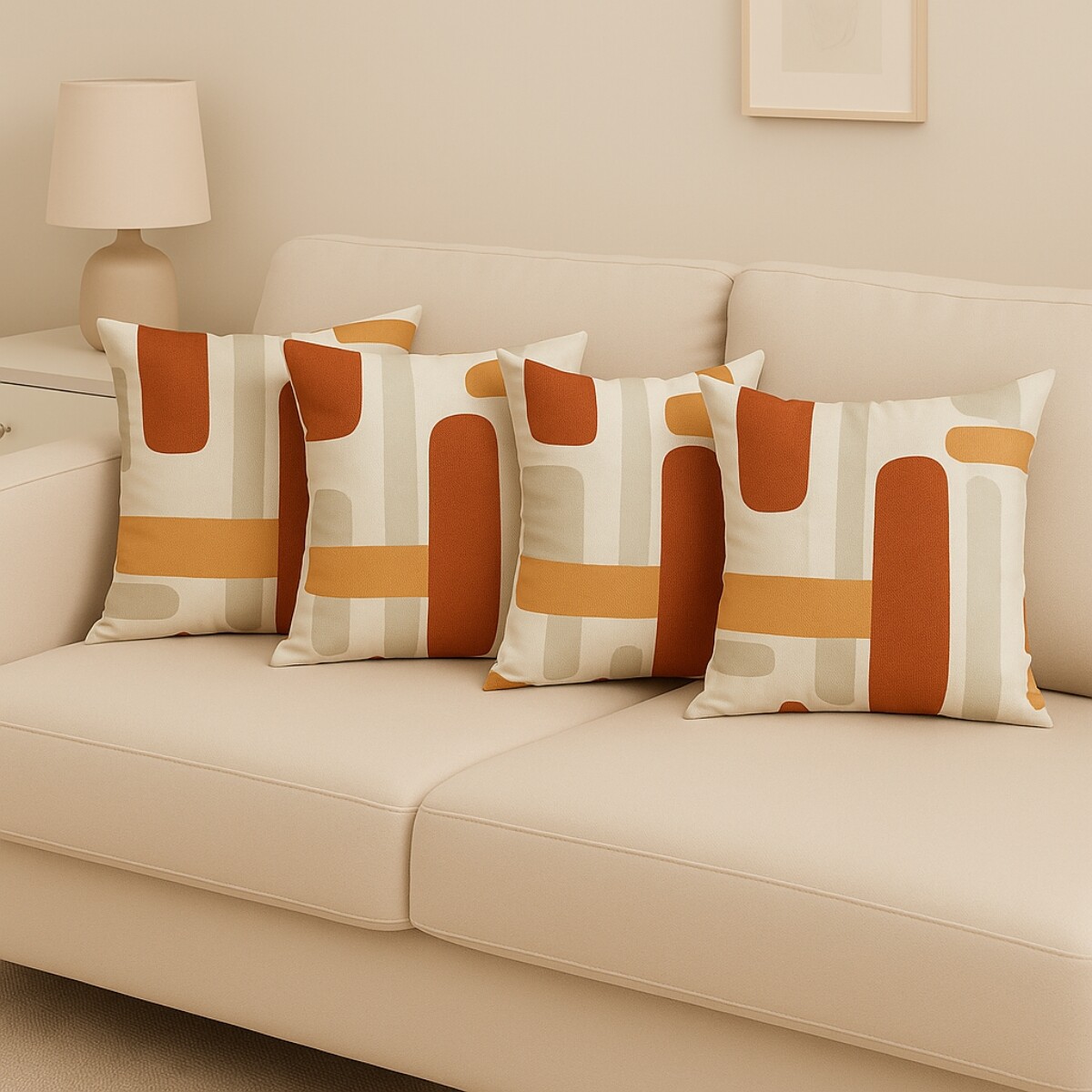 Set x4 funda de almohadones lisa 43 x 43 - RAYAS NARANAJA 
