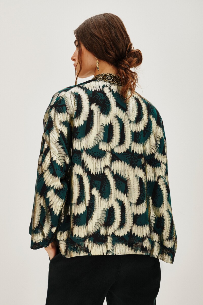 Kimono Jacquard Wild Lurex Verde