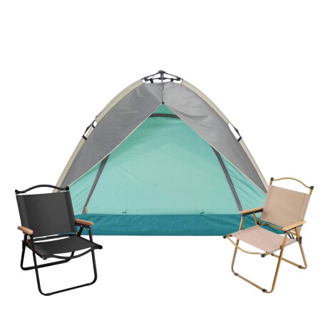 Carpa para 2 personas + 2 sillas plegables Verde