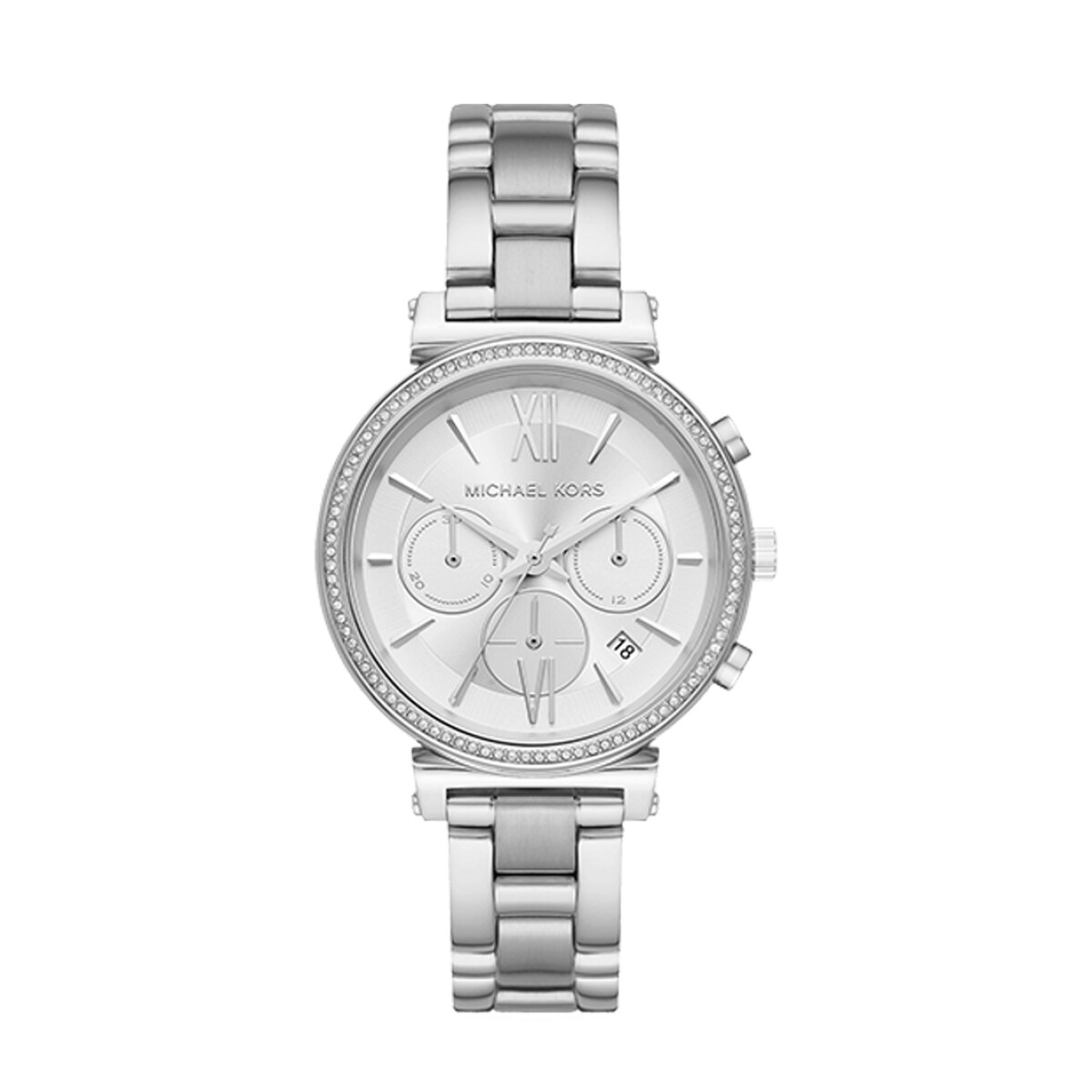 Reloj Michael Kors con Malla de Acero Esfera Redonda y Zirconias 