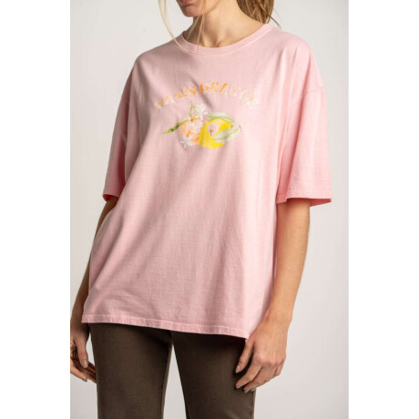 Remera Algodon Lavado Print Citrico Rosa