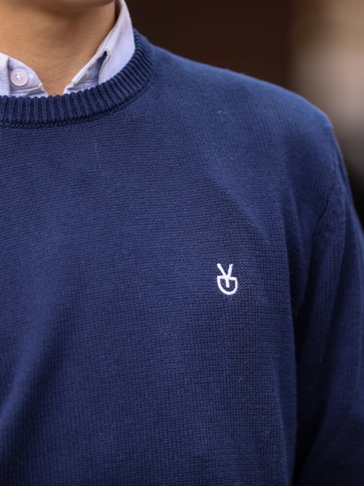 Buzo tejido cuello redondo azul marino Buzo tejido cuello redondo azul marino