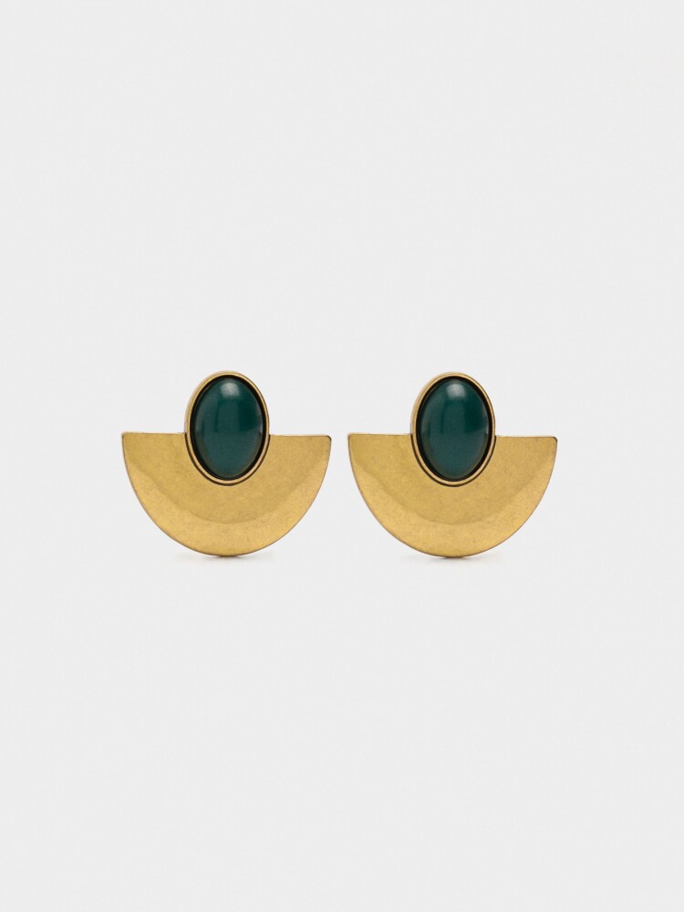 Pendientes Geométricos De Piedra verde