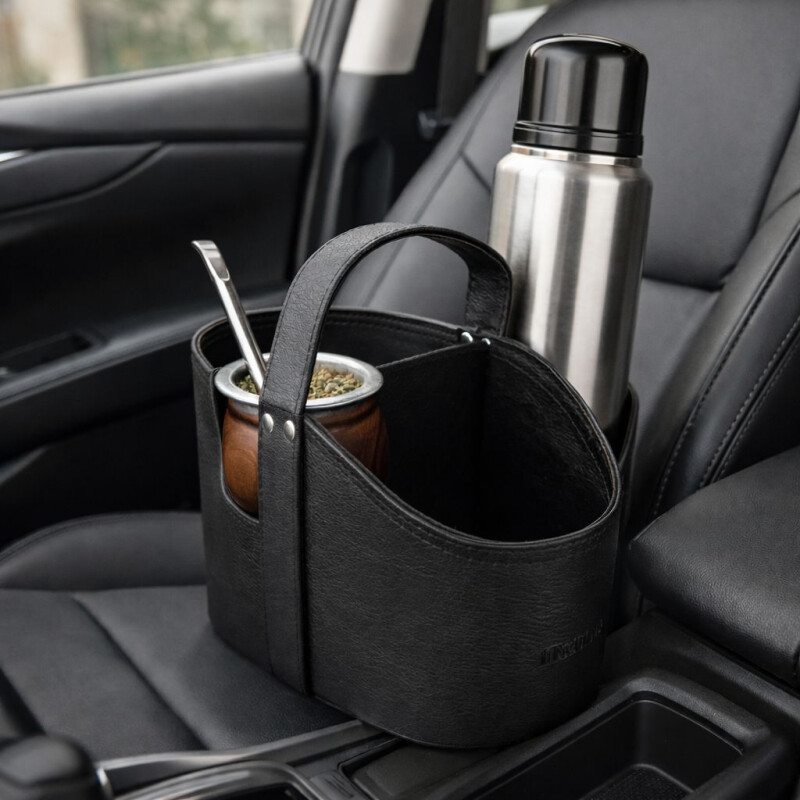 Matera para Auto con Manija de Eco Cuero Negro