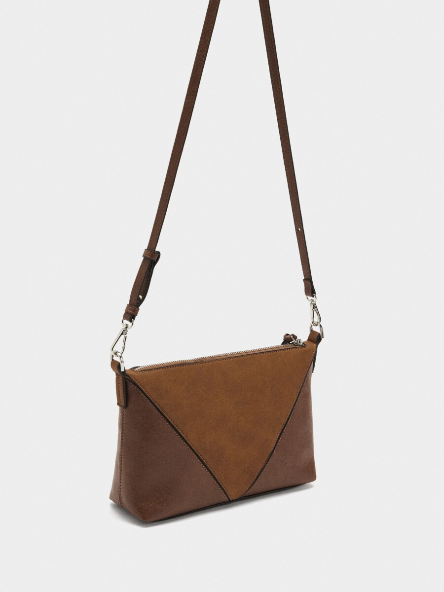 Bolso Bandolera Contraste De Texturas camel