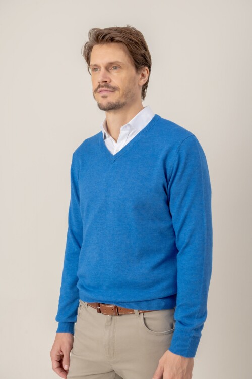 Sweater V Merino Blue