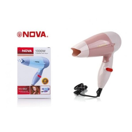 Secador de Pelo Mini Nova para Viaje 1000W Rosa y Azul 001