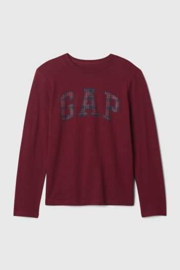 Remera Logo Gap Manga Larga Niño Burgundy Plaid