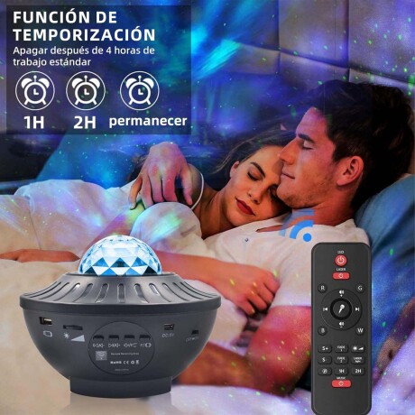 Lámpara Proyector Luz Estrellas Galaxias Parlante Bluetooth Negro