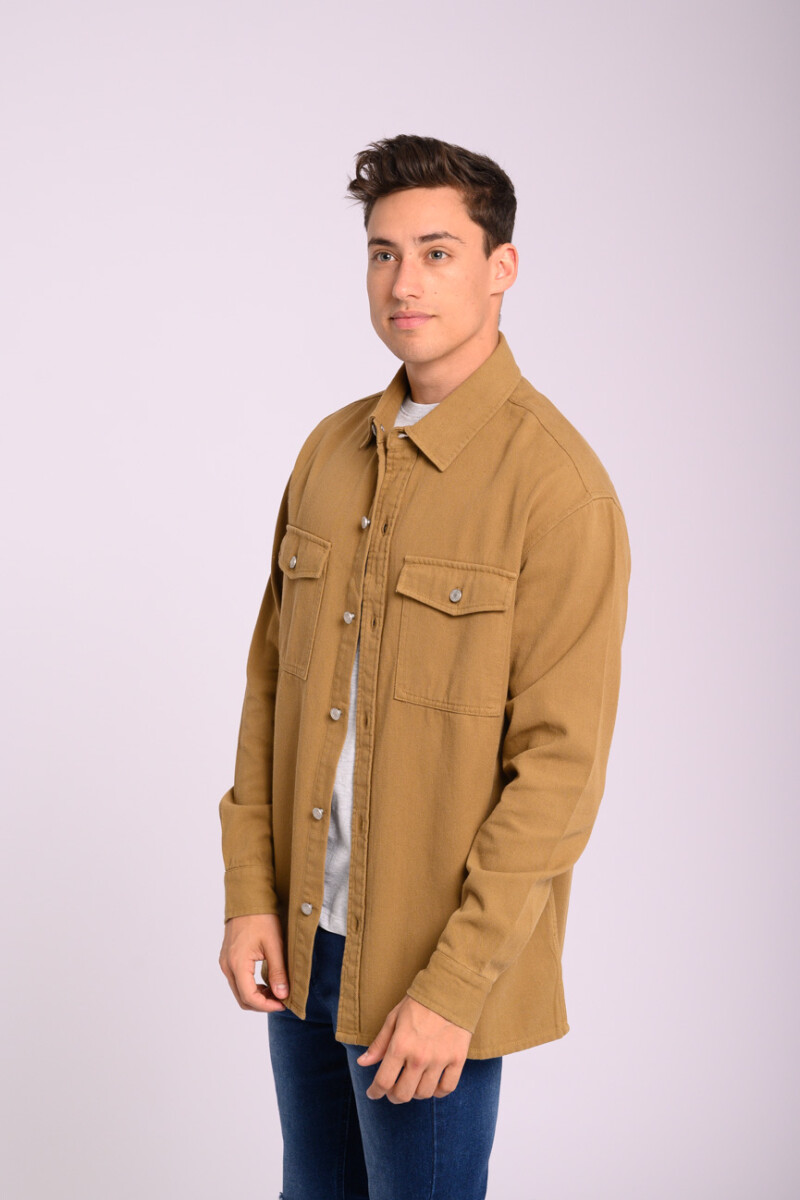 Sobrecamisa de gabardina Khaki