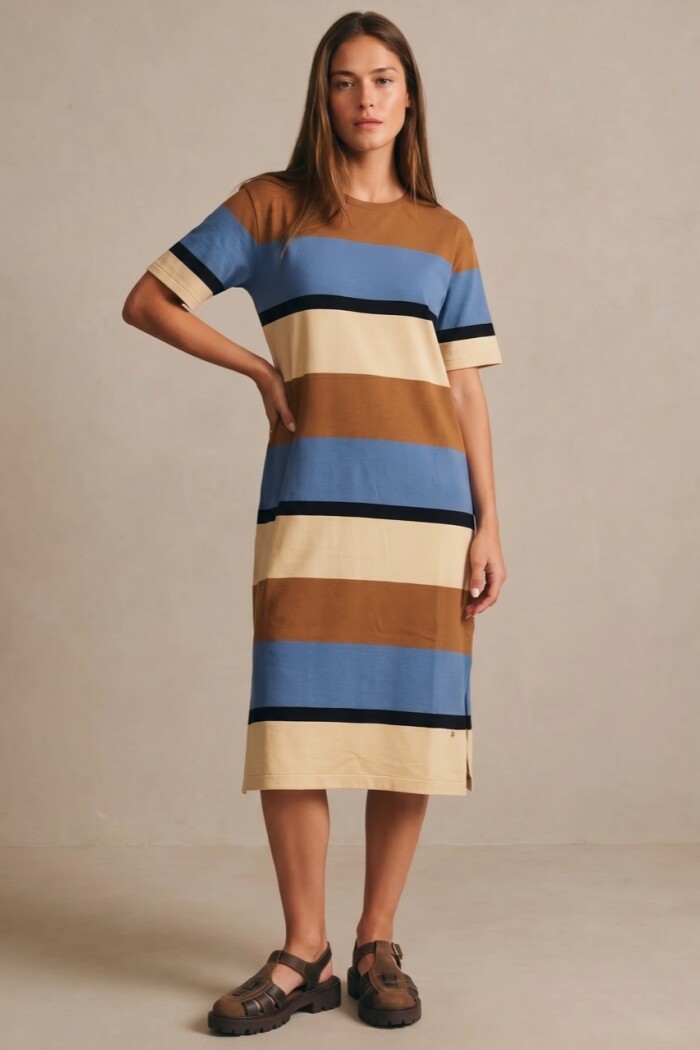 Vestido Tejido A Rayas Ceruleo