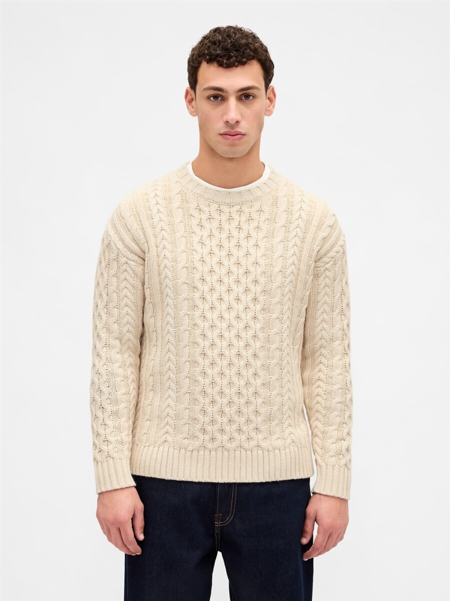 Buzo Cable Heavy Hombre - Cream 