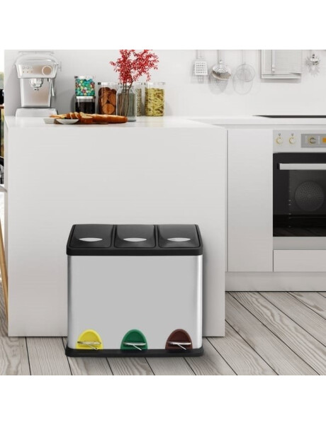 PAPELERA 3 COMPARTIMENTOS 45L C/ PEDAL ACERO INOX PAPELERA 3 COMPARTIMENTOS 45L C/ PEDAL ACERO INOX