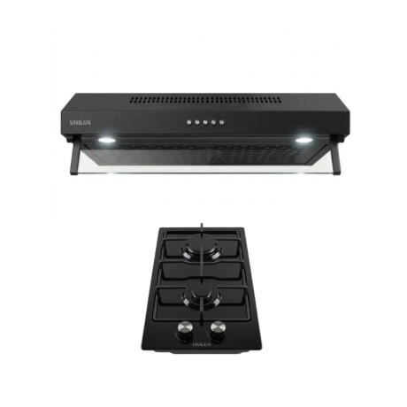 Extractor + Anafe Pack De Extractor Purificador Nubia + Anafe A Gas Vulcano Duo 2 Negro