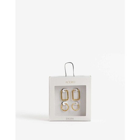 Aros Argollas Set Metal Dorado