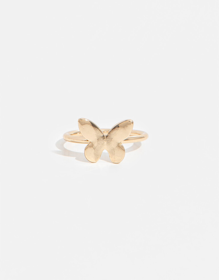 Anillos Chicos Metal Anillo De Mariposa - Dorado