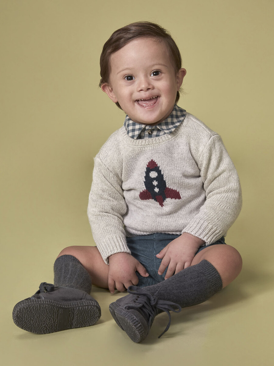 Jersey Intarsia Cohete Piedra Melange