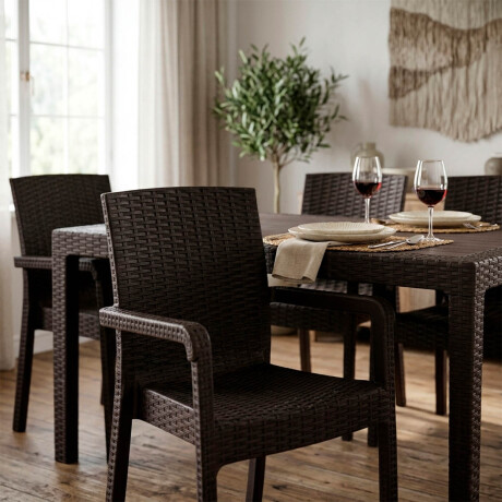 Silla Jardín Rattan Exterior Balcón Apilable UV 150k Negro