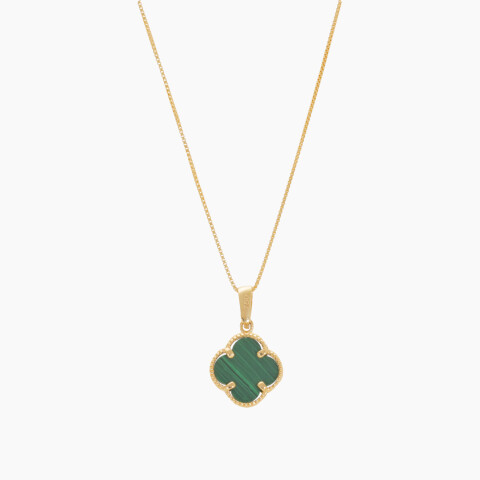 Cadena en oro 18K estilo Van Cleef con colgante de malaquita Cadena En Oro 18k Estilo Van Cleef Con Colgante De Malaquita