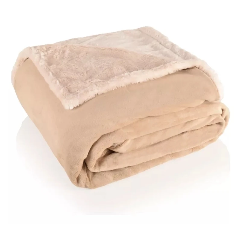 Frazada Reversible Polar Corderito Microfibra 1 Plaza - Beige Frazada Reversible Polar Corderito Microfibra 1 Plaza - Beige