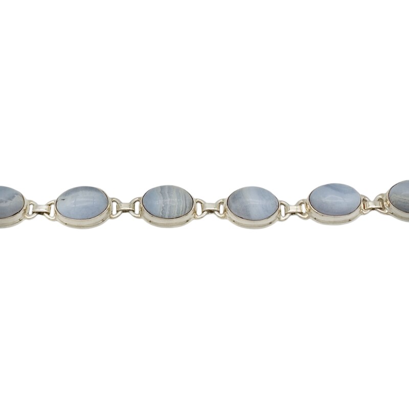 Pulsera Oval-Plata 925-Piedra ágata azul-PU3429 conpiedra