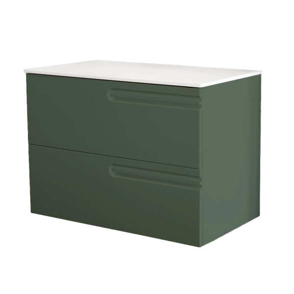 MUEBLE BAÑO SUSPENDIDO MODELO ECONIC 80 COLOR VERDE C/ENCIMERA Mueble Baño Suspendido Modelo Econic 80 Color Verde C/encimera