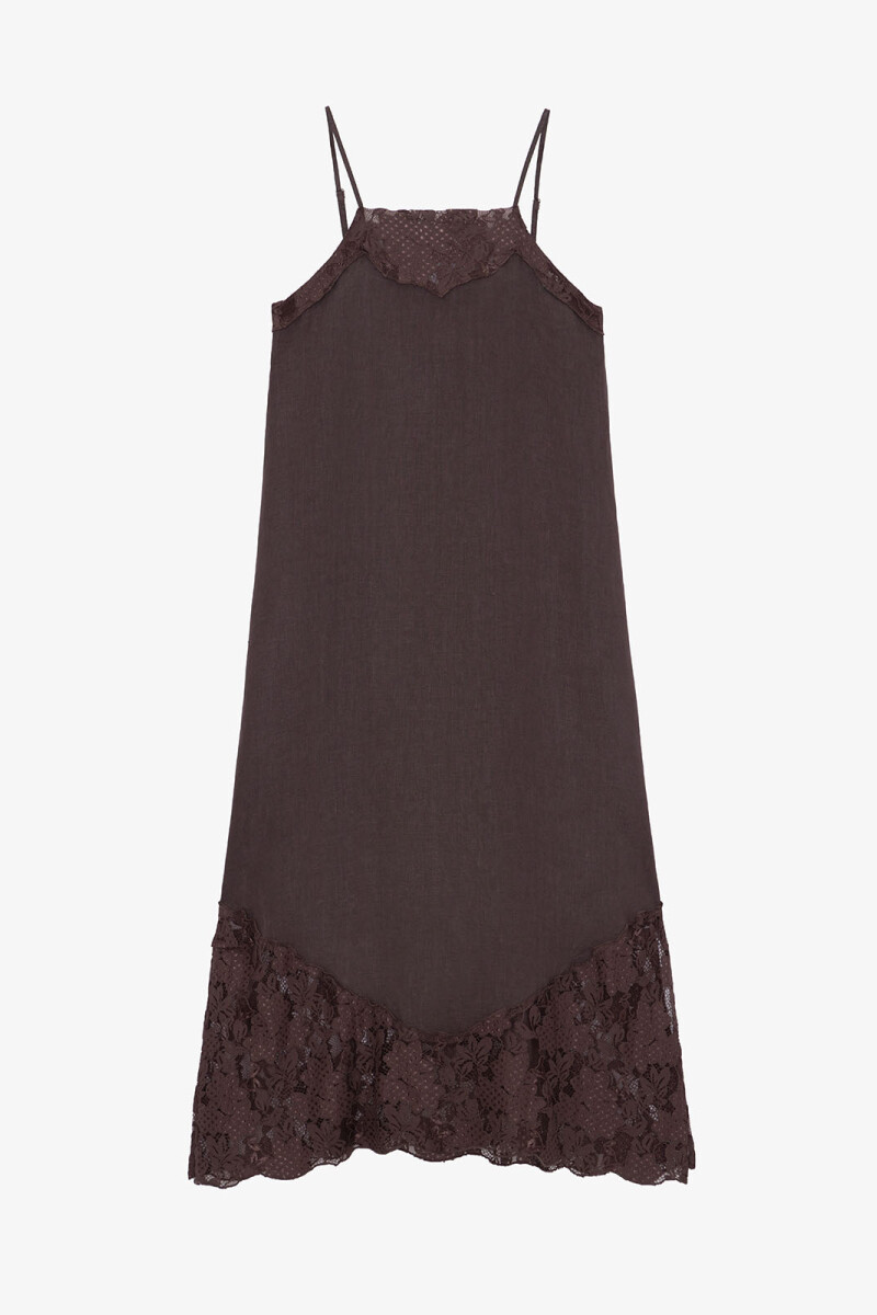 VESTIDO ENCAJE Marron