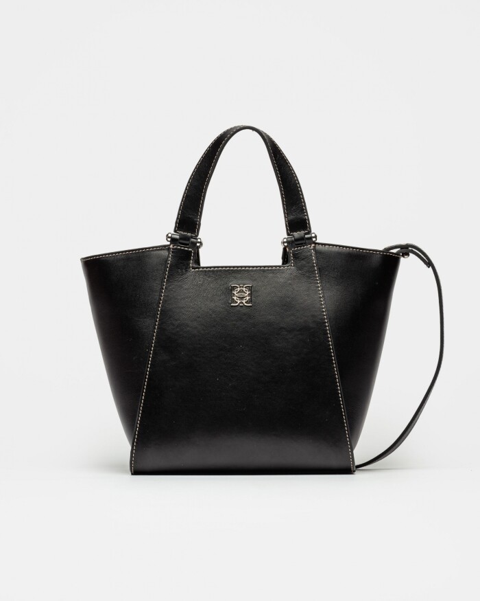 Cartera de mano Tess en cuero vaquita Negro