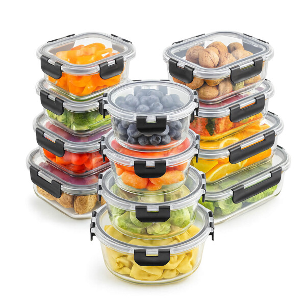 Juego De 12 Tarros De Vidrio Hermeticos Taper Recipientes Contenedores IMBACK Color Negro Juego De 12 Tarros De Vidrio Hermeticos Taper Recipientes Contenedores IMBACK Color Negro