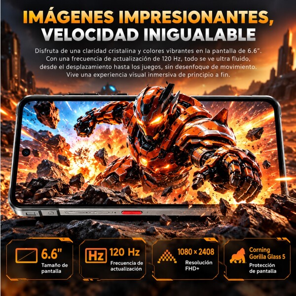 Celular De Trabajo Oukitel Wp66 5g 36(12+24)gb 512gb 11000mah CEL OUKITEL WP66 5G 12/512GB NARANJA