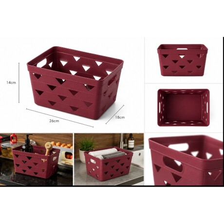 SET 6 CAJA ORGANIZADORA PLASTICA BORDAU 25.8*17.7*14CM BORDEAUX